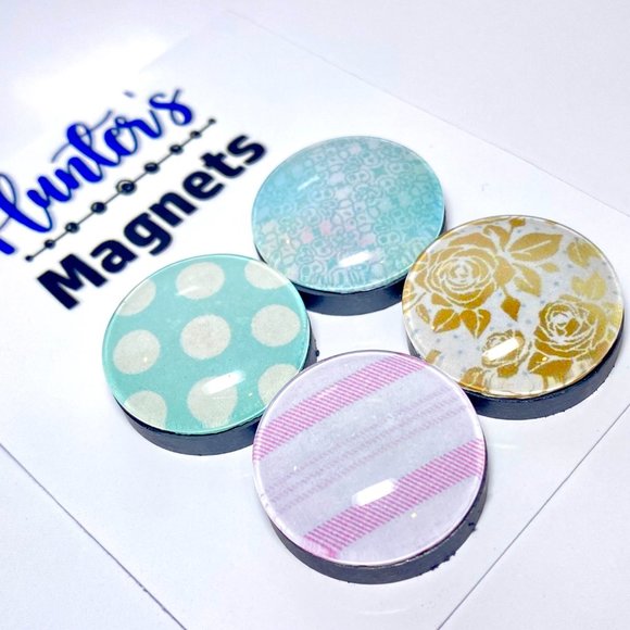Set of 4 Magnets - Shabby Chic 1 Glass Refrigerator Kitchen Whiteboard 07045 - Picture 2 of 3